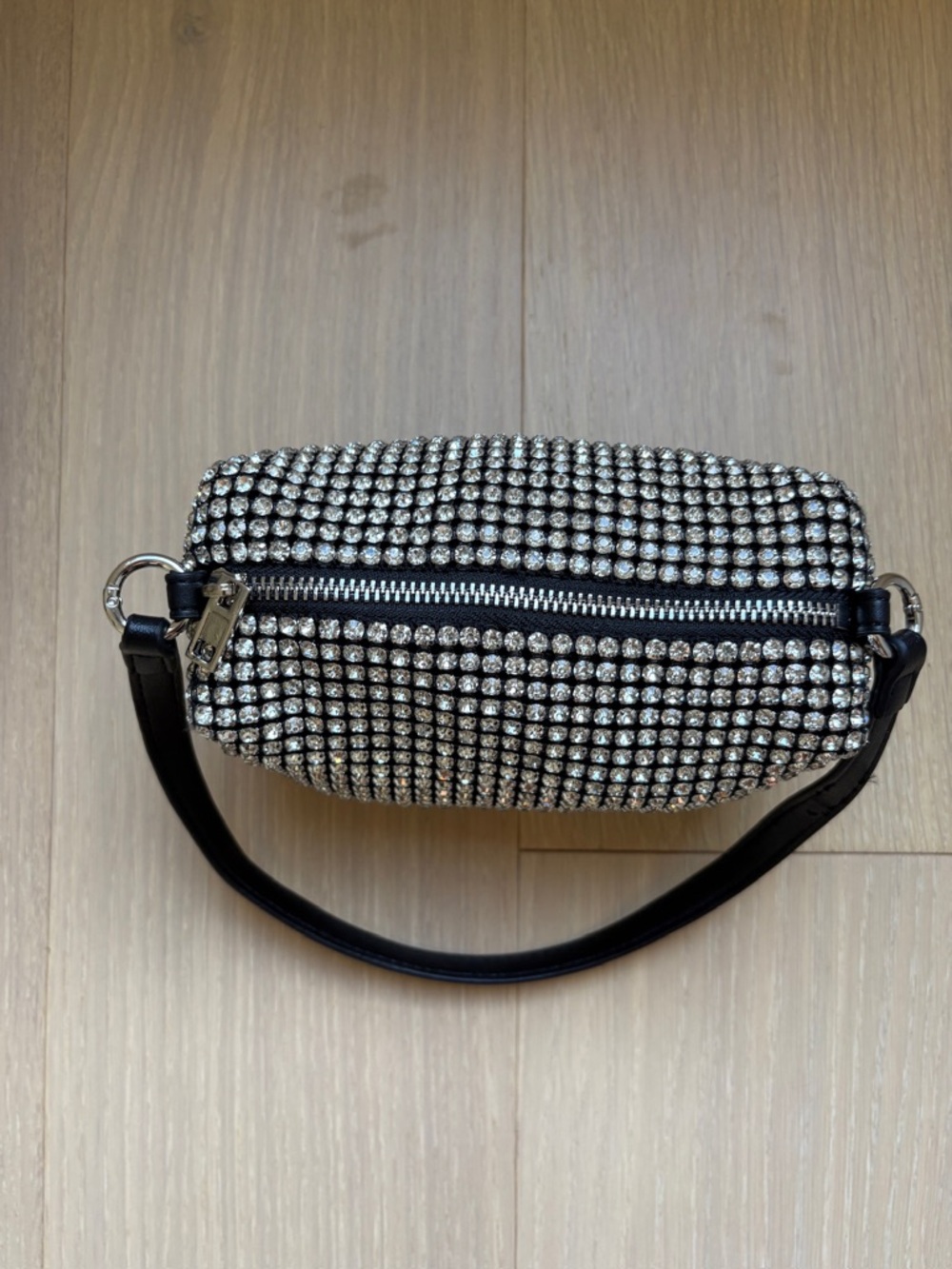 Black Crystal Mesh Evening Shoulder Bag - Picture 10 of 11